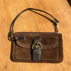 Authentic COACH suede wristlet